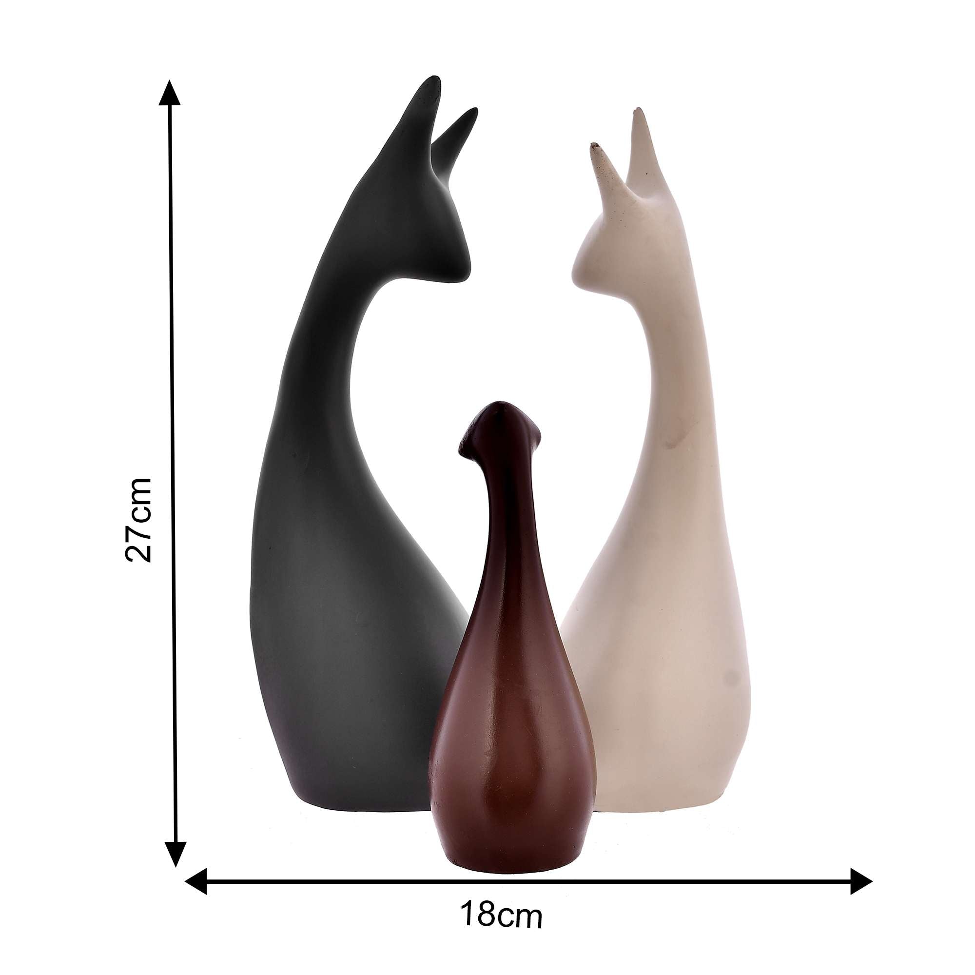 Giraffe Family 3-Piece Showpiece – Antique Finish Polyresin Figurines for Home Décor, Living Room & Gifting