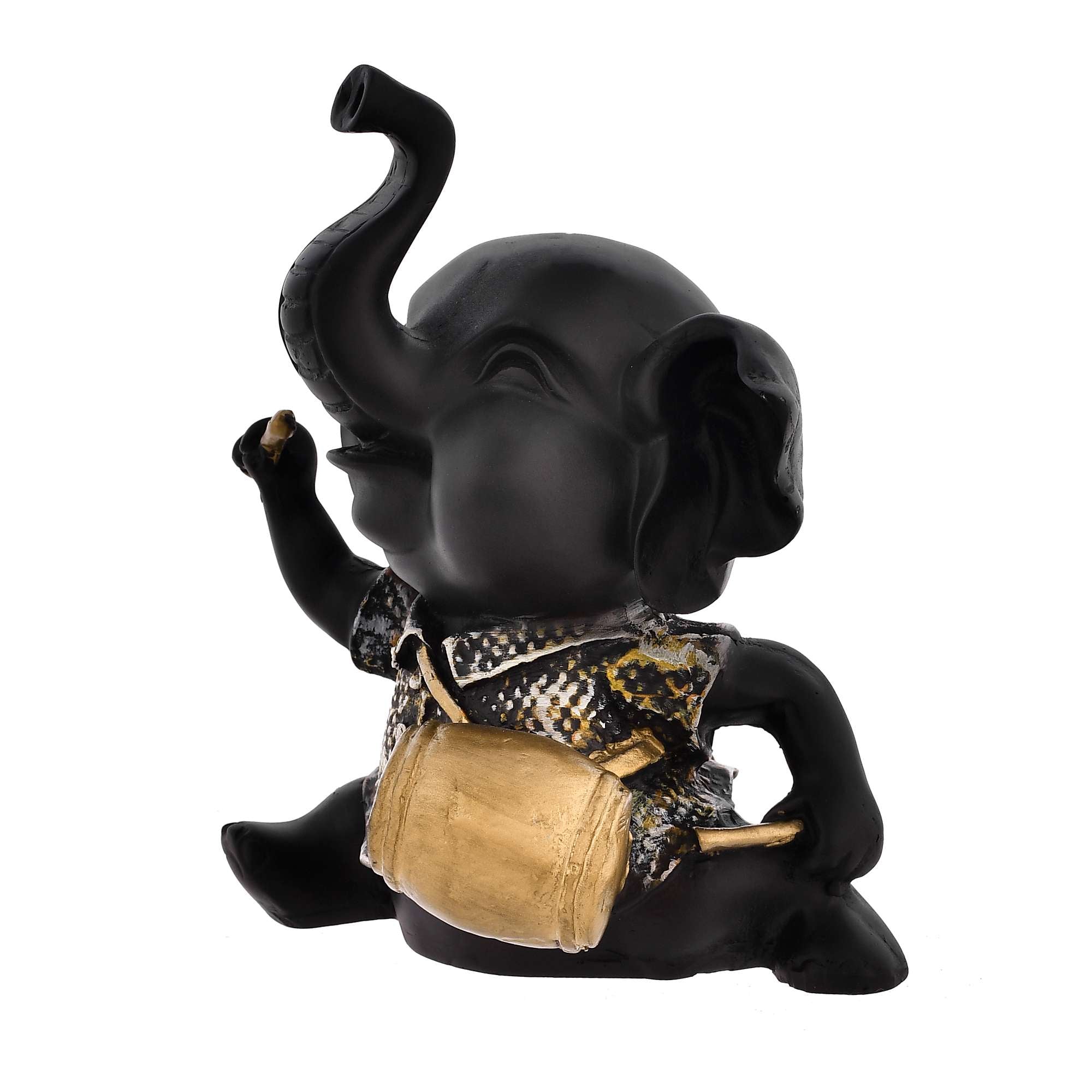 Elephant Playing Musical Instrument Sculpture – Decorative Showpiece Figurine for Home & Living Room