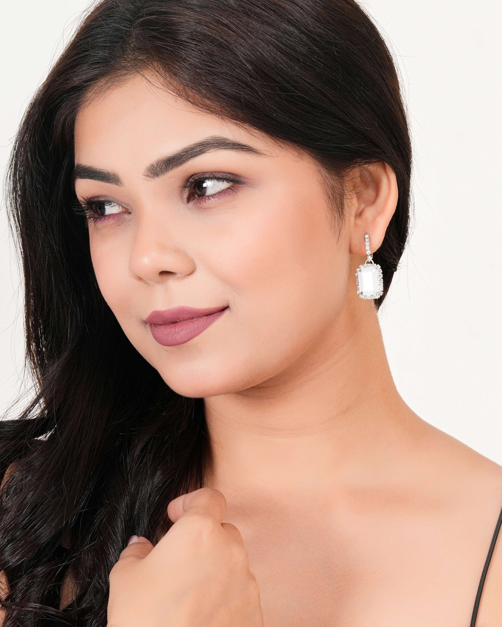 Women’s Silver Drop Earrings | Geometric Dangling Boho Earrings | Ethnic Statement Earrings | Gift -AZ838-OX-ER55
