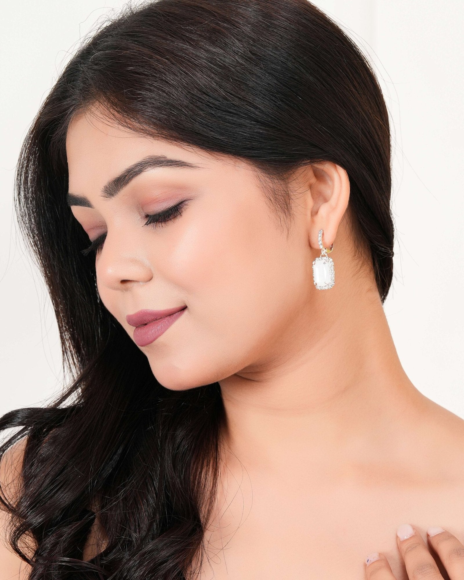 Women’s Silver Drop Earrings | Geometric Dangling Boho Earrings | Ethnic Statement Earrings | Gift -AZ838-OX-ER55