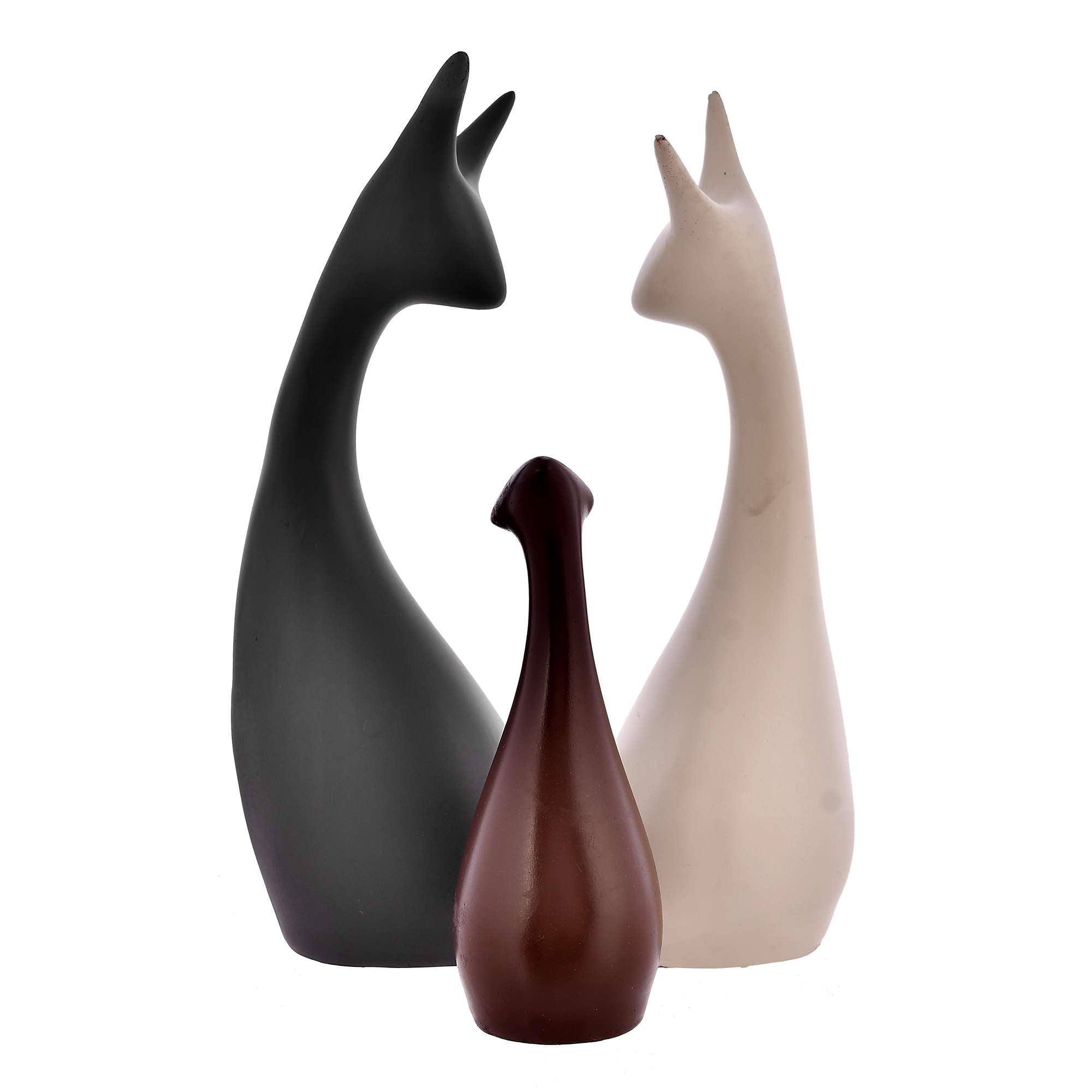 Giraffe Family 3-Piece Showpiece – Antique Finish Polyresin Figurines for Home Décor, Living Room & Gifting