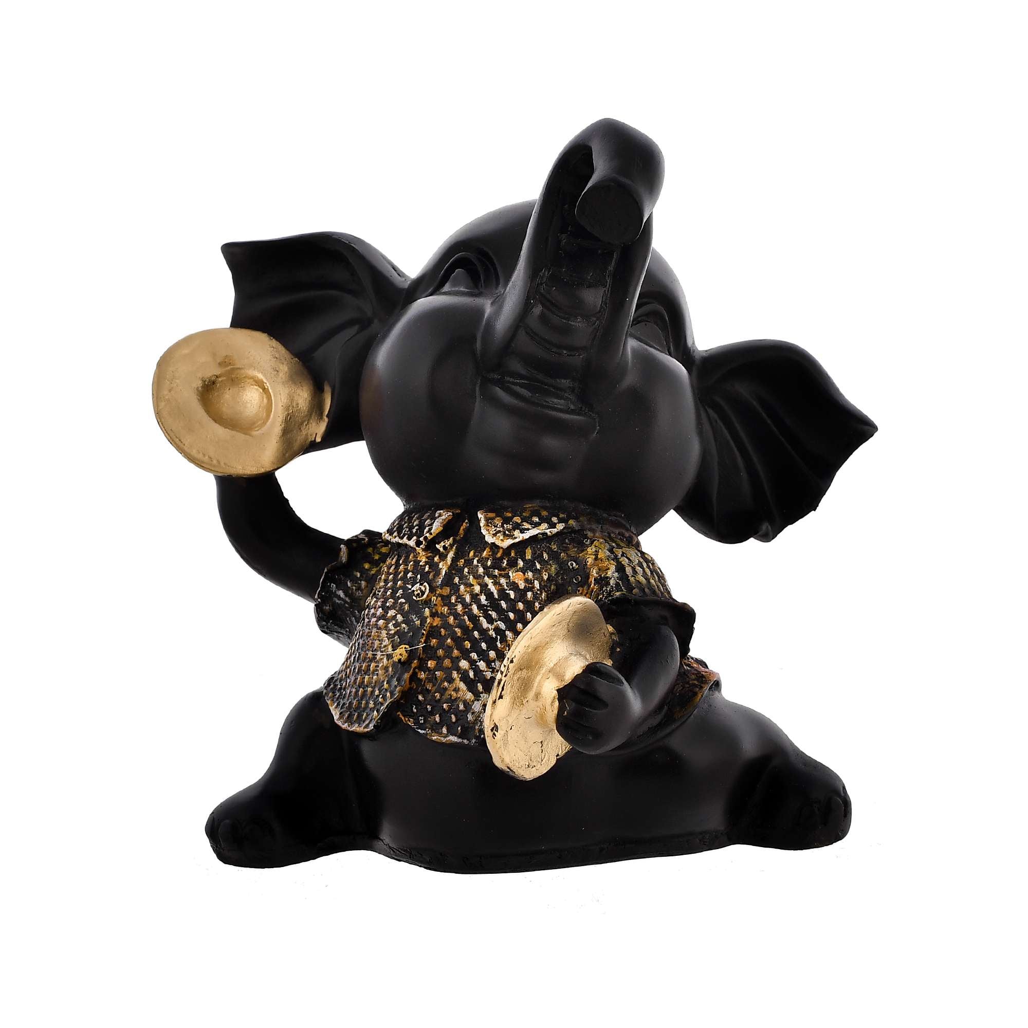 Elephant Playing Musical Instrument Sculpture – Decorative Showpiece Figurine for Home & Living Room