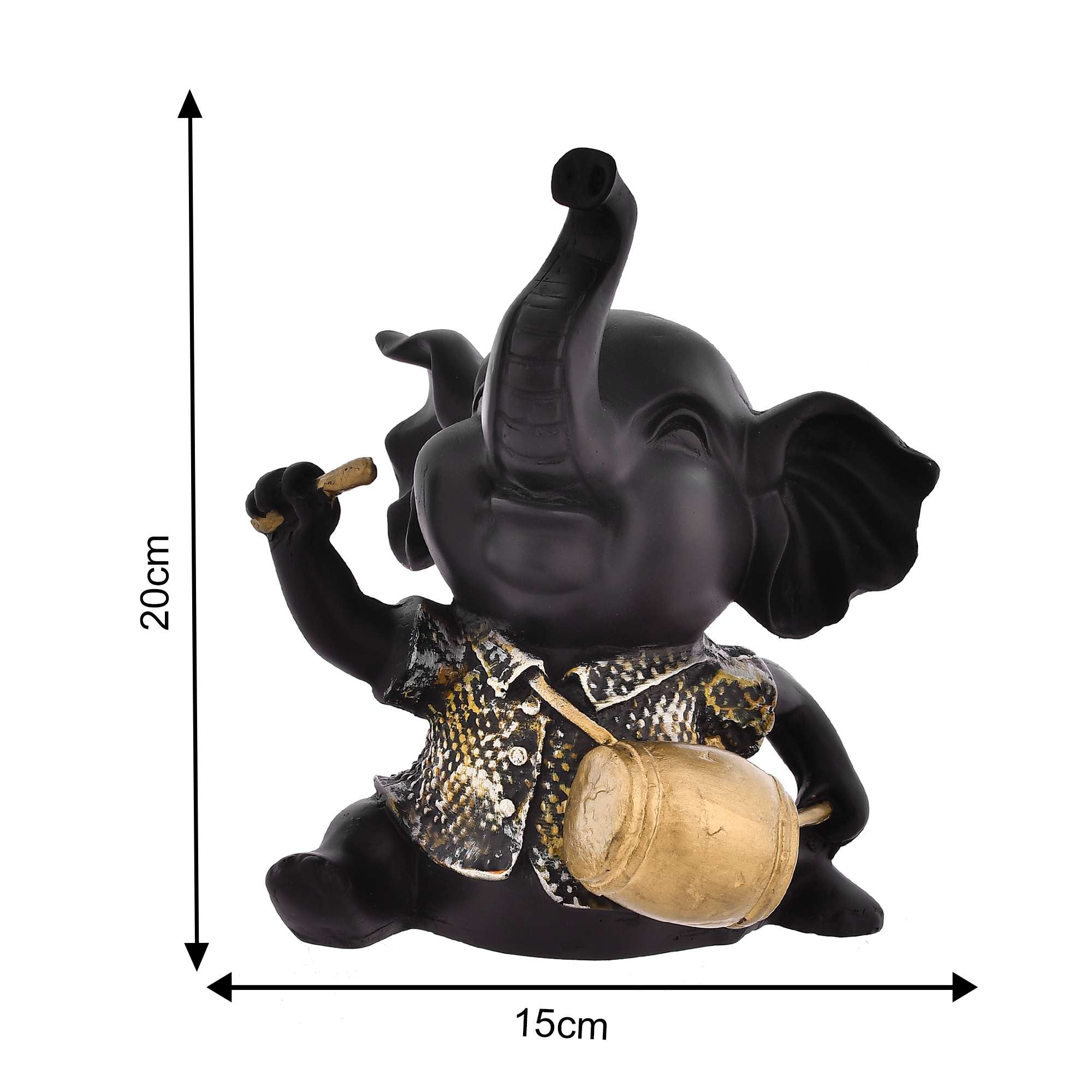 Elephant Playing Musical Instrument Sculpture – Decorative Showpiece Figurine for Home & Living Room