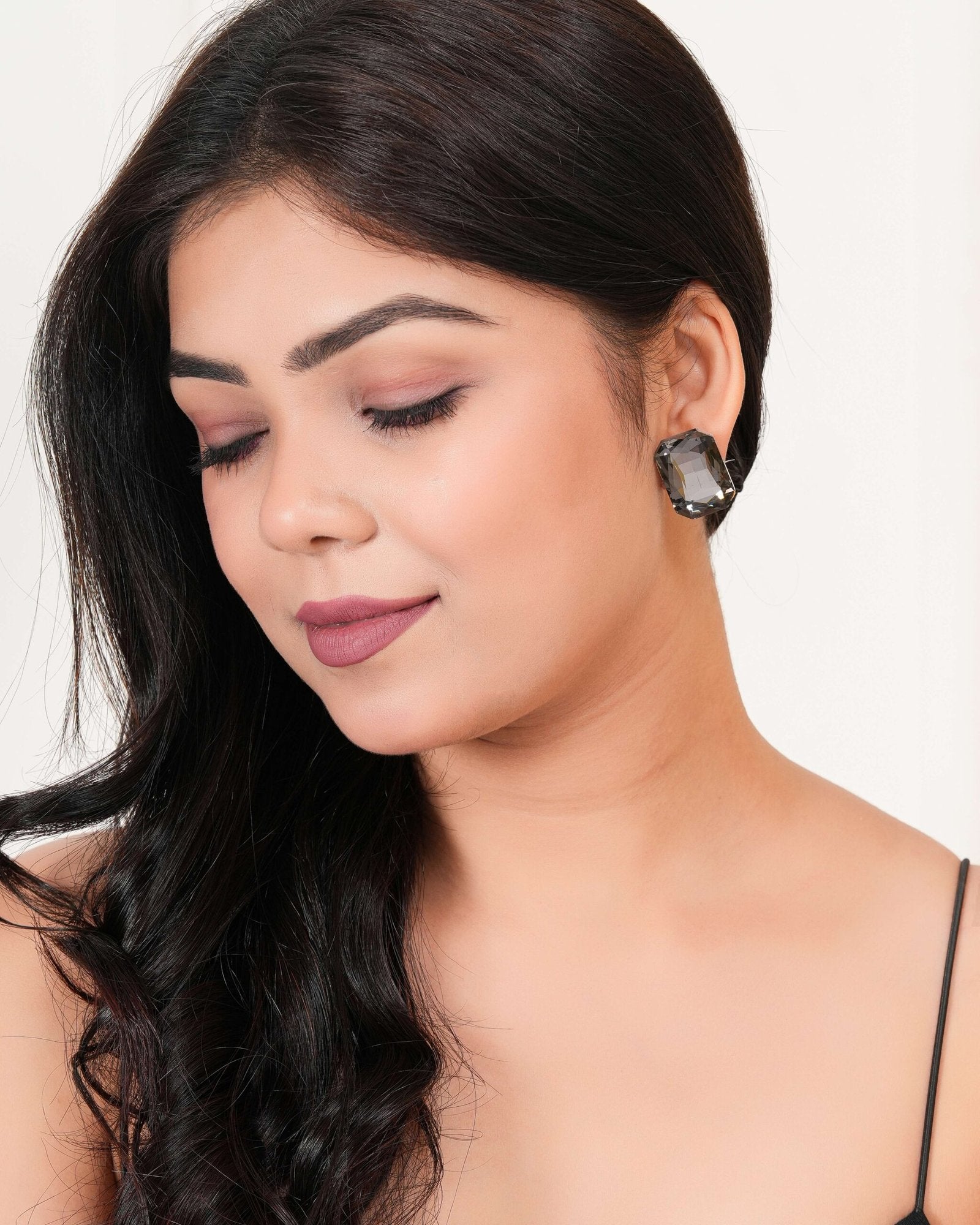 Women’s Crystal Stud Earrings | Elegant Black Party Wear Fashion Jewellery | Birthday & Anniversary Gift – AZ838-OX-ER42